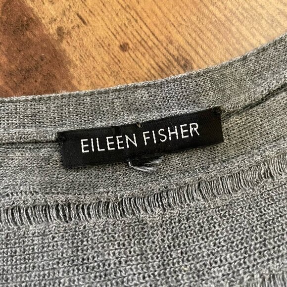 Eileen Fisher Womens Sweater Medium Large Gray Open Knit Minimalist Lagenlook - Picture 8 of 8